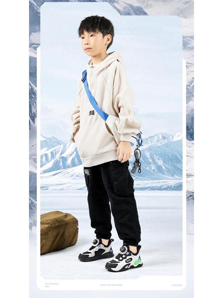 2025 Kids' Waterproof Fleece-Lined Running Shoes: Lightweight, Warm Cotton, Leather Surface for Boys & Girls