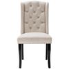 Velvet Dining Chairs Set of 4 with Oak Legs, Button, Chrome Knocker and Nailhead Trim Bedroom Chair Kitchen Chair Living Room Lounge, Beige