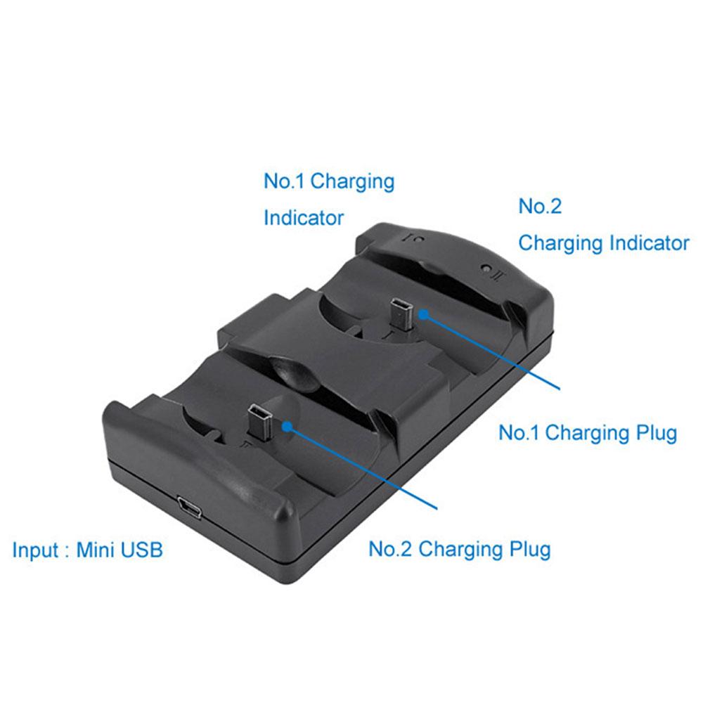 Черное ABS Зарядное устройство USB для контроллеров PS3 и PS Move 2. Беспроводное зарядное устройство ABS 3. Вход 5 В