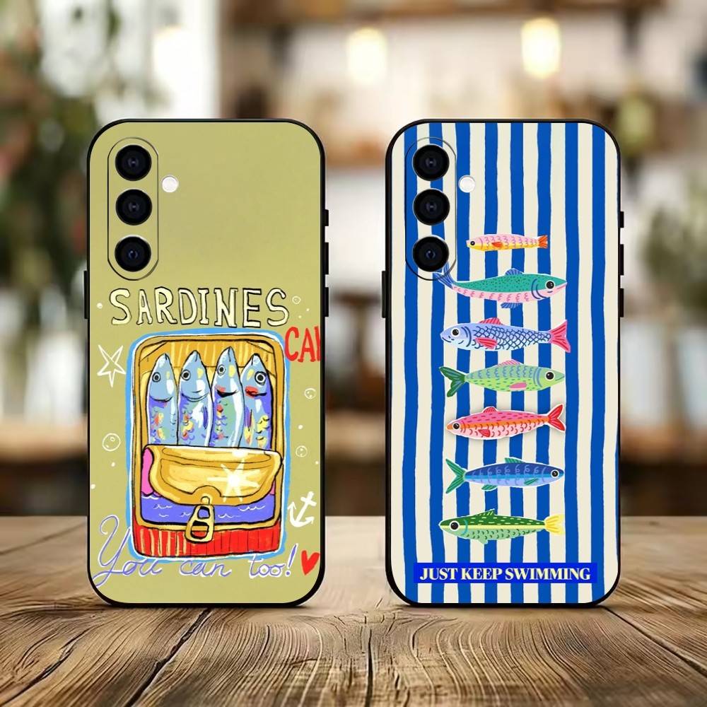 Чехол для телефона "Сардина" Черный Силиконовый Мягкий Для Samsung Galaxy A73,A72,A71,A70,A53,A52,A51