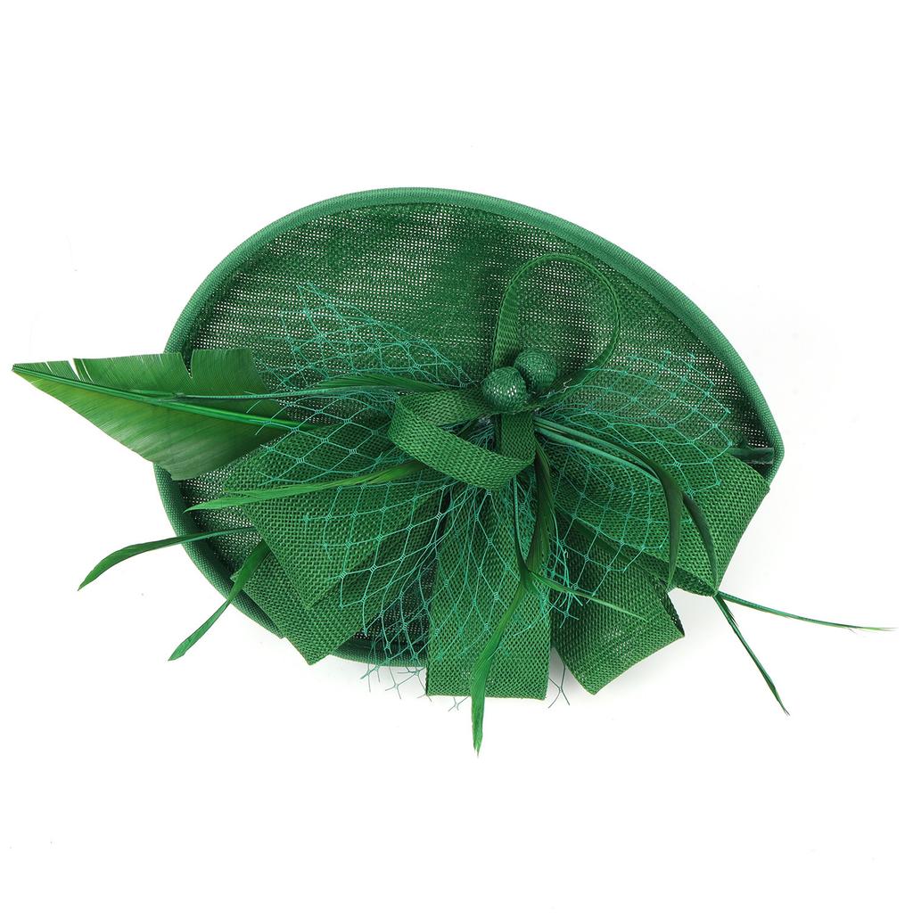 European and American brides imitation hemp yarn head flower racing horse festival ball retro feather headdress dinner dress cheongsam accessories