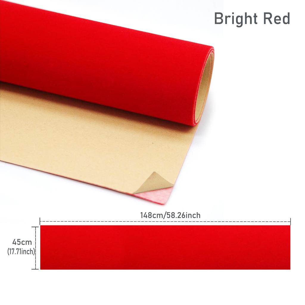 Self-Adhesive Velvet Fabric Sheets, 45x148cm Flocked Non-Woven Felt for Jewelry Box Liner, DIY Crafts, Decoration, Package - 19 Rich Colors For Choose