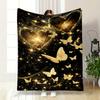 Золотые Бабочки Блестящие Сердца Плед Плед для Спальни Плед для Гостиной Дивана Обед Мягкий плед для Фестиваля Друга Подарок