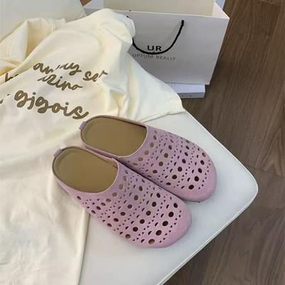 Тапочки-мешки Mori в стиле ретро на толстой подошве для женской верхней одежды 2025 года, новые модные полые ленивые полутапочки с одной педалью