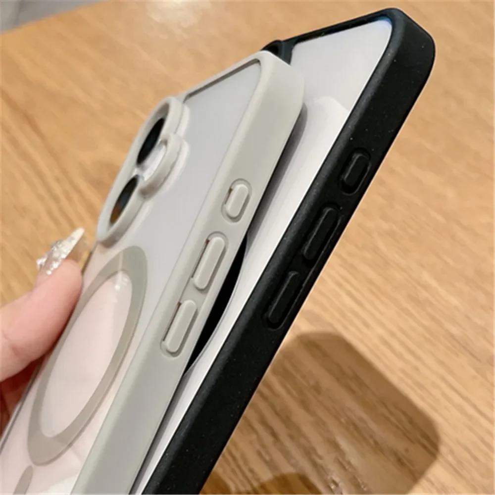 Модный прозрачный магнитный чехол для беспроводной зарядки Magsafe для iPhone 16 15 14 Plus 13 12 Mini 11 Pro Max XS Max XR акриловый чехол