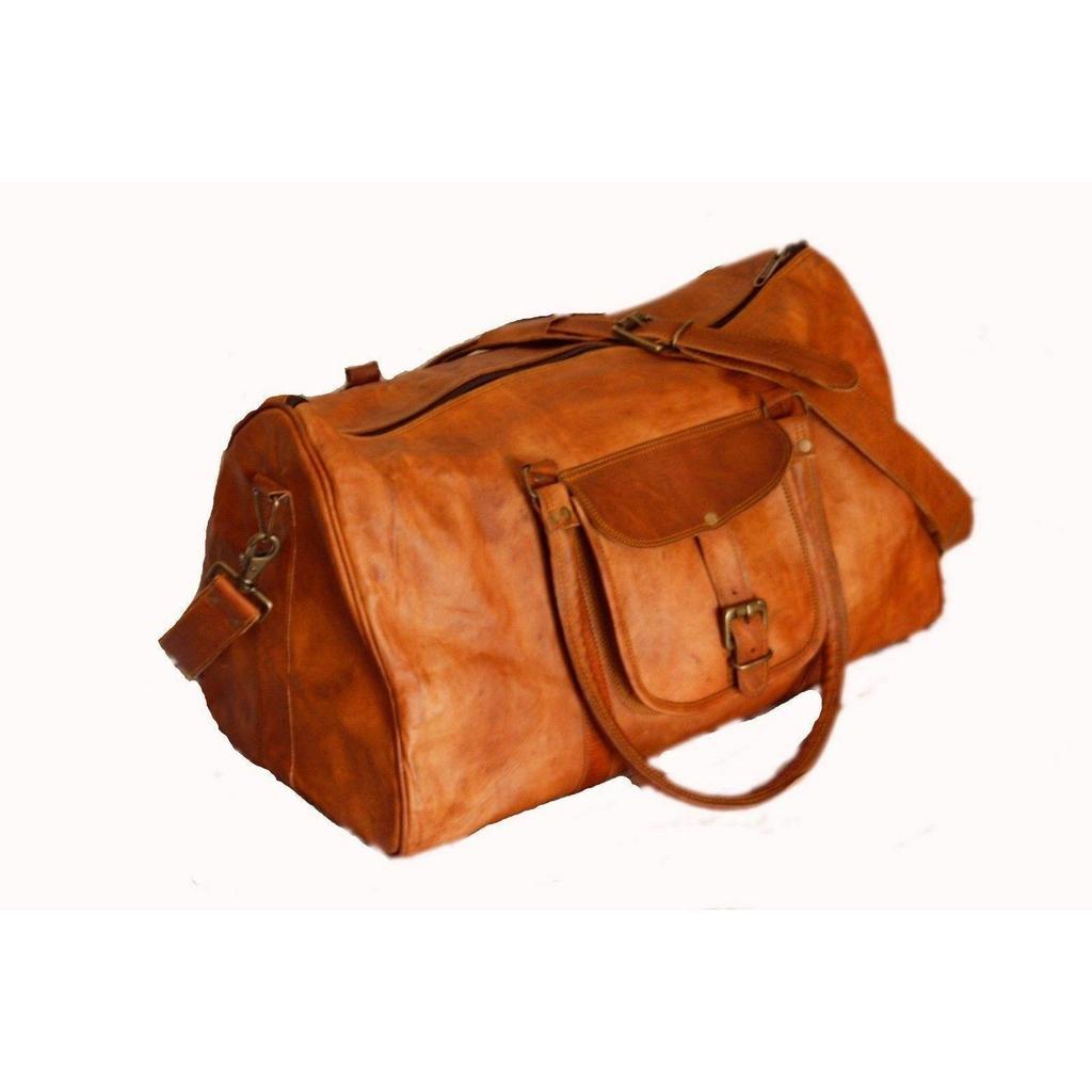 Duffle Men Goat Gym Leather Bag Bag Bag Travel Genuine S Brown Vintage Tote Bag