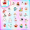 50 Snowman Stickers Cartoon Merry Christmas Holiday Decoration Scene Arrangement Stickers