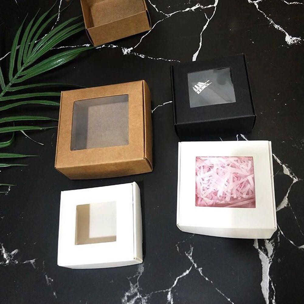 Kraft Paper Valentine's Day Gift Clear PVC Window Candy Wrapping Bag Cake Package Paper Gift Box