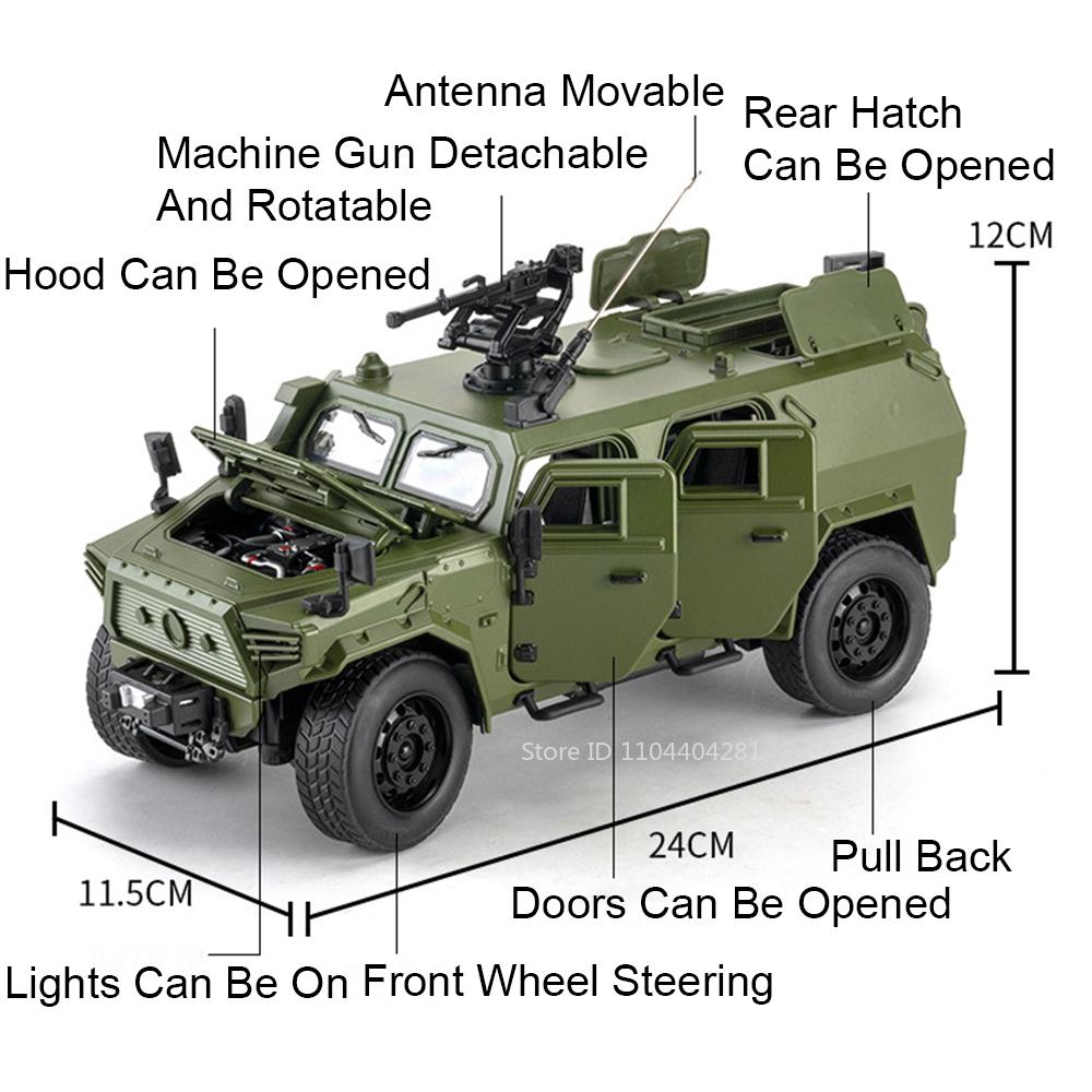 1:18 Dongfeng M-terrain Игрушки из сплава, Миниатюрная модель, Литая под давлением военная машина, Звук, Свет, Инерционный механизм, Открывающиеся двери, Детский рождественский подарок