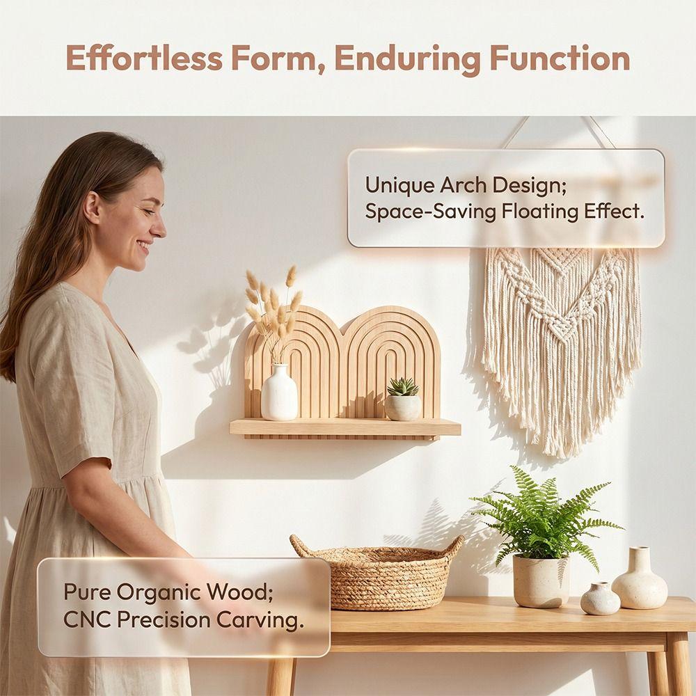 Decorative Wall Mounted Shelves Floating Design Geometric Shelves Arched Wall Shelves Living Room