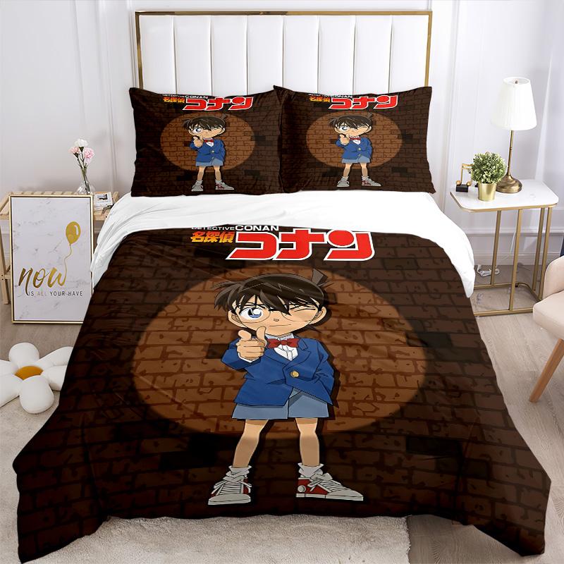Detective Conan Mystery Print 3Pcs Bedding Setduvet Cover With 2 Bedropillowcase Home Birthday Gift