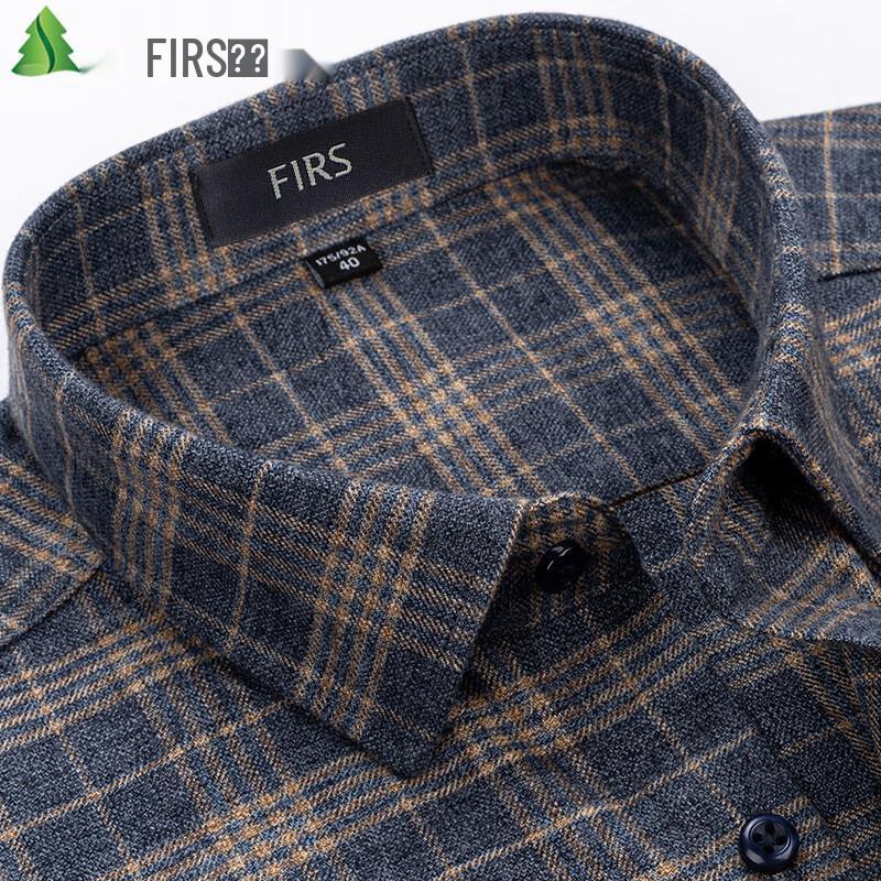 Мужская рубашка FIRS из чистого хлопка, байковая, в клетку, с длинным рукавом
