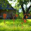 3pcs/set Metal Flower Stakes Home Decoration Garden Stakes Creative Wrought Iron Garden Supplies Rusty Bell Orchid Rustic SL