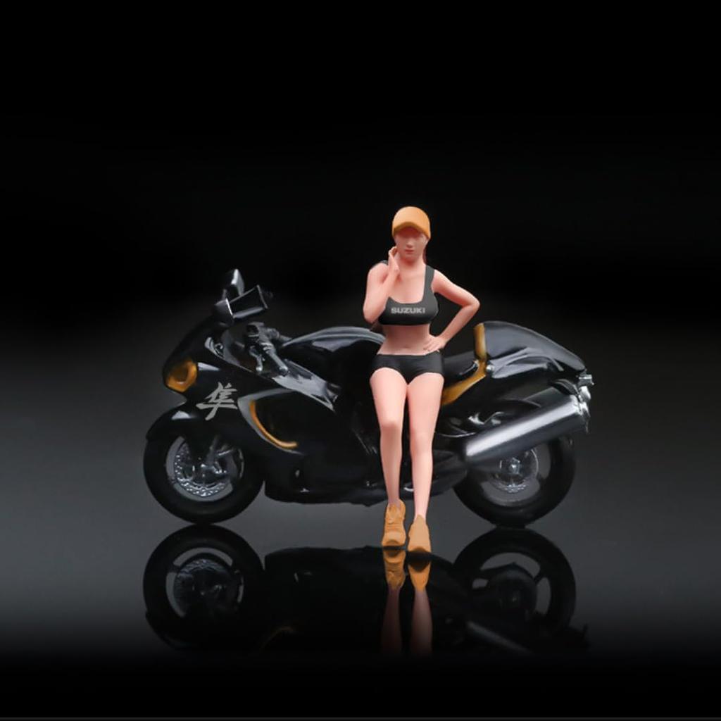 Moreart 1/64 Scale Miniature Figure & Bike Set MO222071 Model Girl Diorama Miniature Car [Parallel Import]