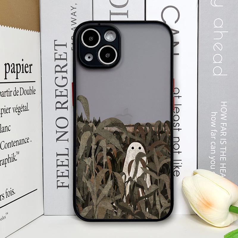 Милый Мультяшный Маленький Призрак Чехол для Телефона для IPhone 16 14 15 Pro Max 11 12 13 Mini 7 8 Plus X XS XR Задняя Крышка Забавные Подарки на Хэллоуин