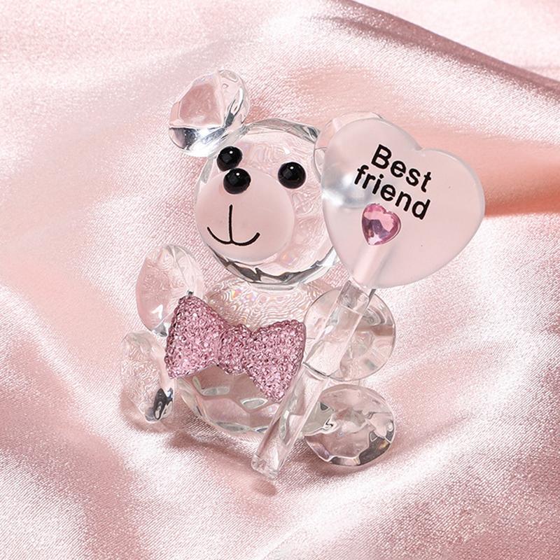 Подарок на День святого Валентина в виде хрустального медведя «Я люблю тебя» из стекла на искусственную розу на День матери, свадьбу, вечеринку, детский праздник, подарок для гостей