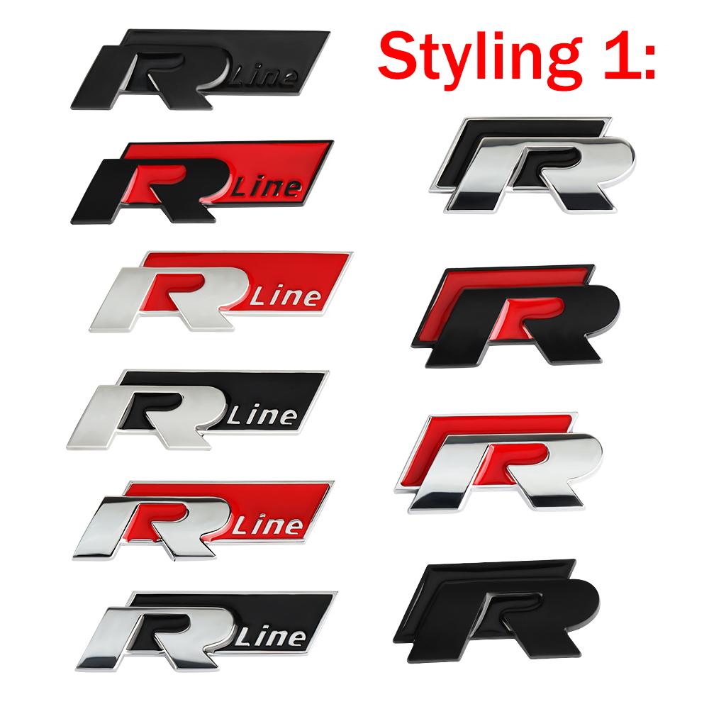 AABKX1 3D Metal R Rline Logo Badge Sticker Car Front Grille Trunk Emblem Stickers For Volkswagen VW Polo Golf Polo CADDY Beetle Jetta R