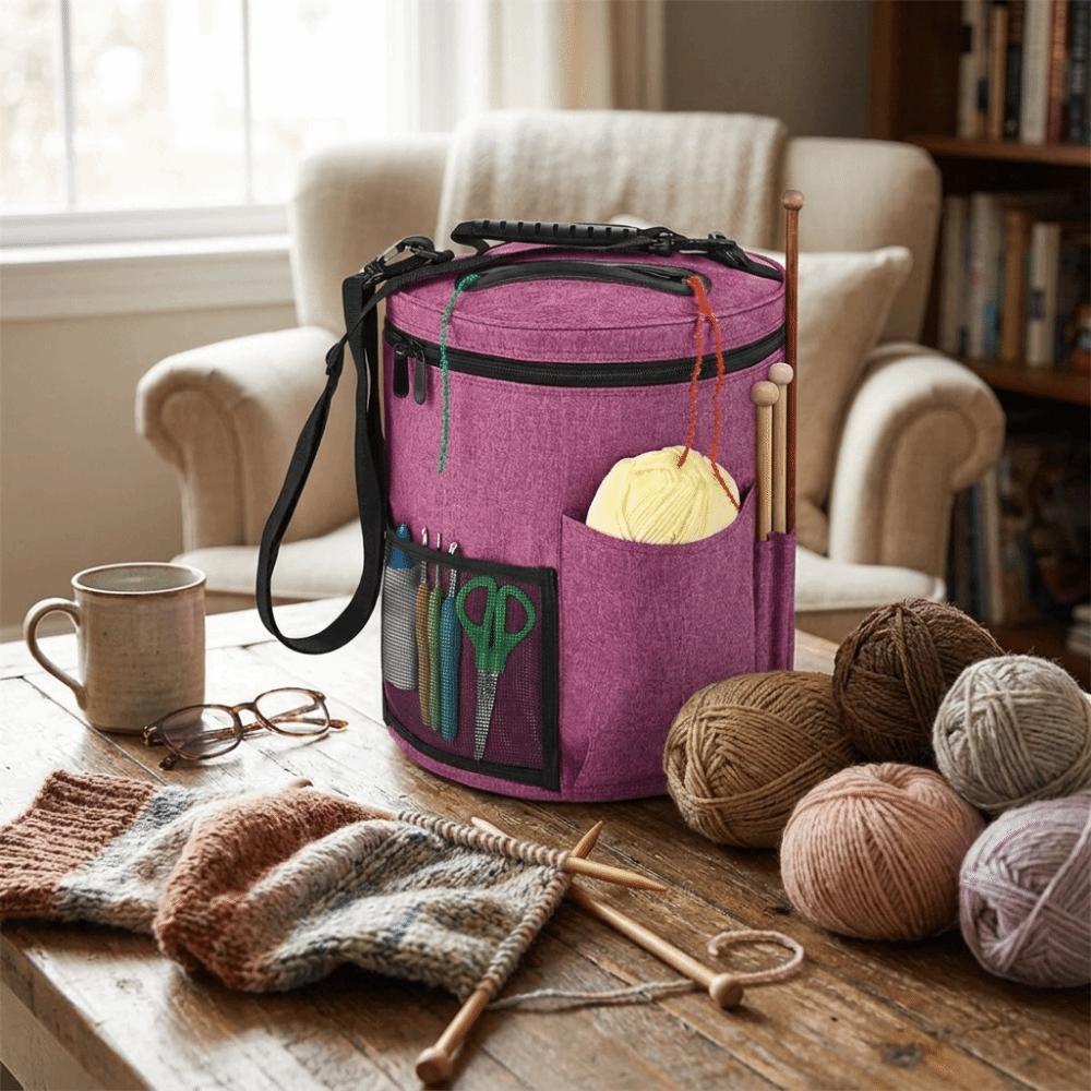 Front Pocket Yarn Storage Bag Large Capacity Knitting Tool Storage Bucket Craft Supplies Use