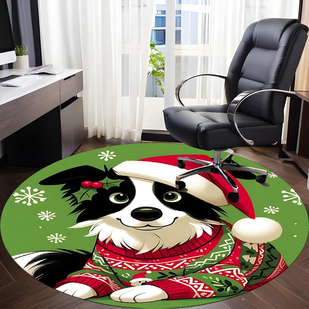 1PC Christmas Pet Office Round Area Rug, Indoor Mat Suitable ForOffice, Under Office Chairs Bedroom Living Room Home Decor, Room Deco f149