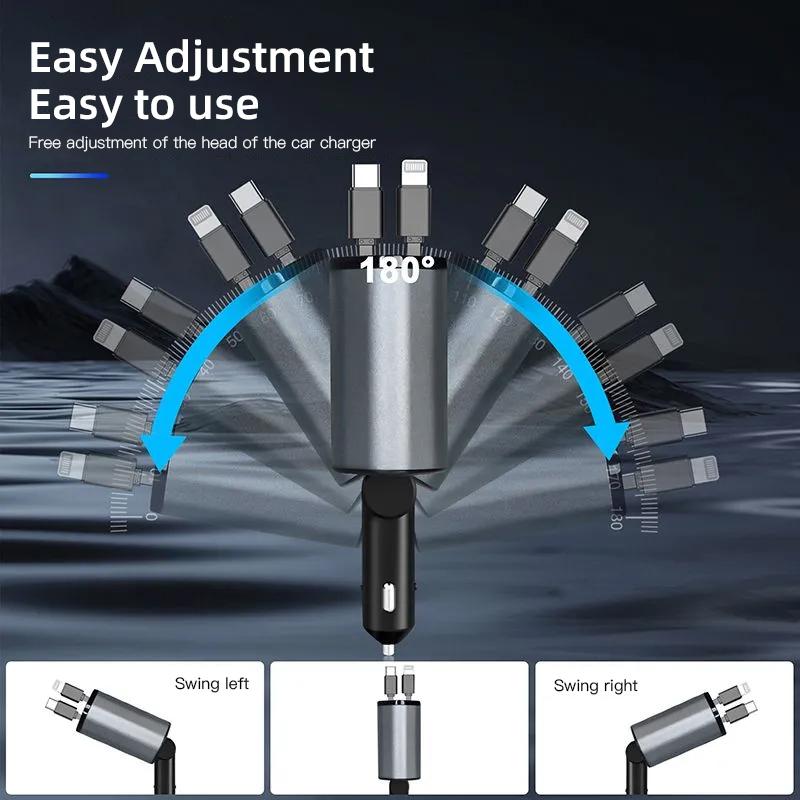 Retractable Car Charger, 4 in 1 Fast Charging Car Charger 120W For Lexus FSPORT LBX NX RX 350h 450h ES UX 300e GS GX IS LS LX