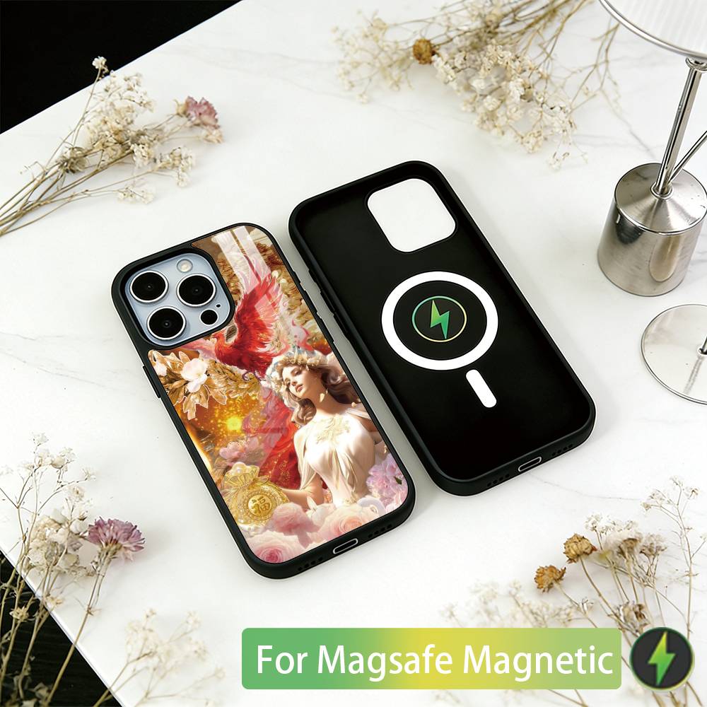 Чехол для телефона Феникс для iPhone 17, 16, 15, 14, 13, 12, 11 Plus, Pro, Магнитный с Magsafe, Беспроводная зарядка
