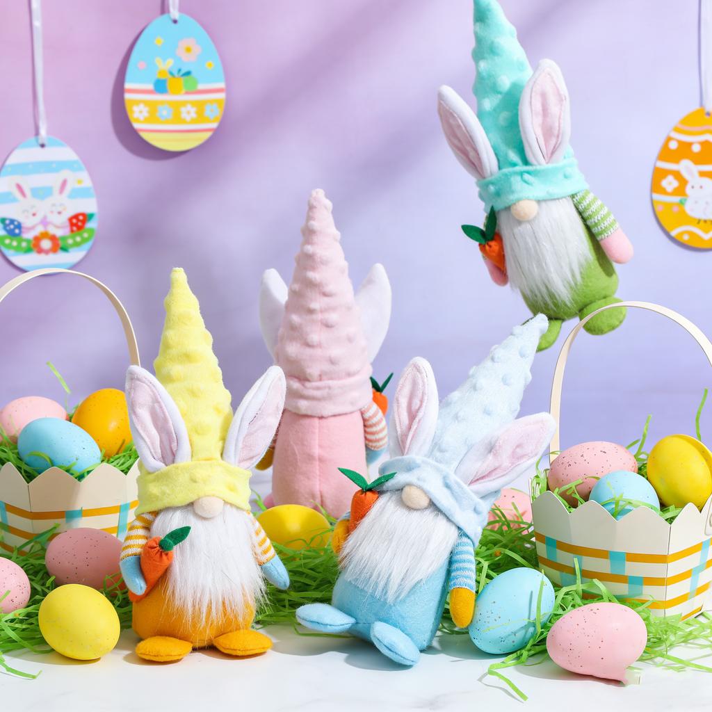 Пасхальный Гном-Заяц с Пасхальным Яйцом - Ручная Работа, Безликая Плюшевая Кукла-Гном, Подарок для Девочки, Декор Комнаты и Весеннее Украшение для Помещения