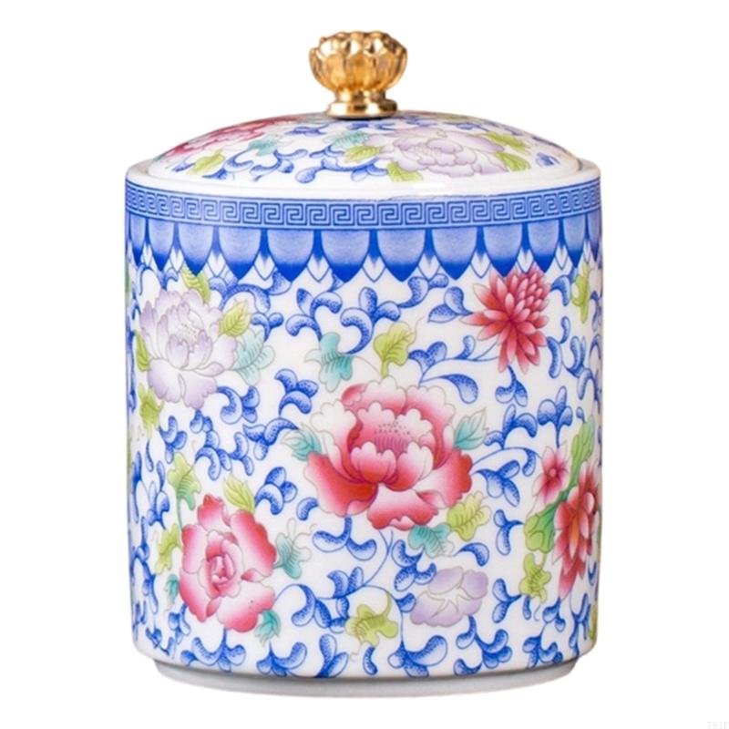 Countertop Tea Storage Jar with Lid, 10 Size Decorative Ceramic Canister for Loose Tea, Candy, and Cabinet Use