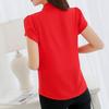 Летняя футболка с коротким рукавом и V-образным вырезом, модная однотонная шифоновая женская блузка-топ