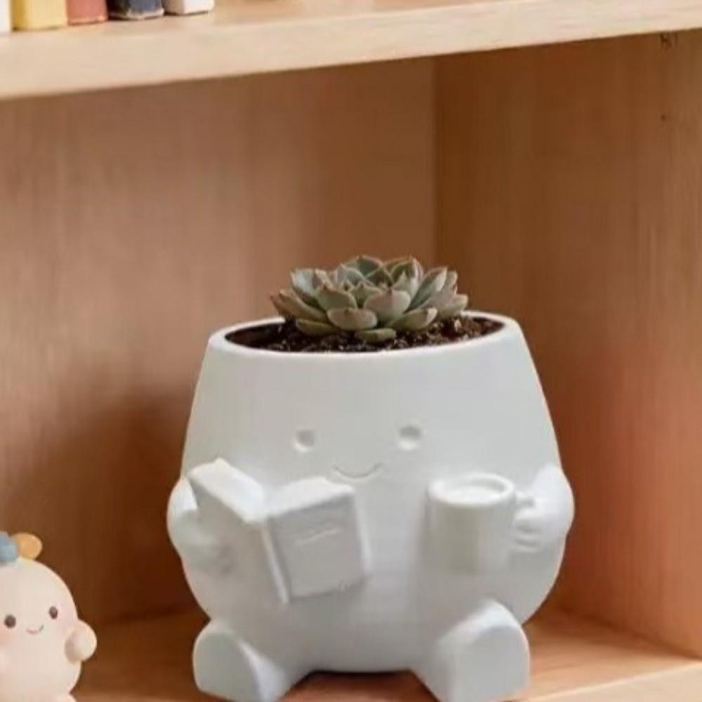 3D Printed Plant Pot Stylish Design Desktop Decoration Novelty Flowerpot Office