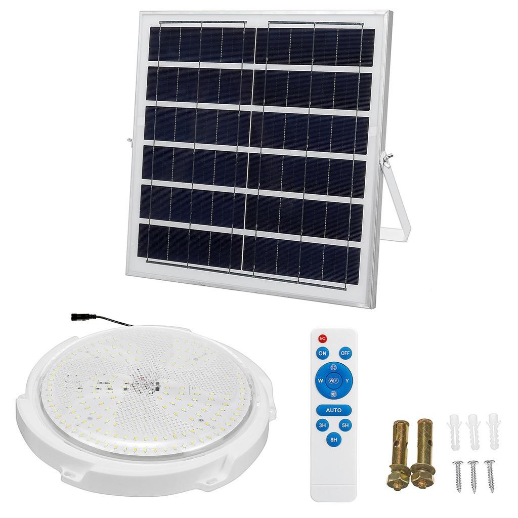 800 Вт 3 цвета Светодиодный солнечный потолочный светильник Светильник на солнечной панели Для помещений и улицы Водонепроницаемый Светодиодный потолочный светильник с пультом дистанционного управления