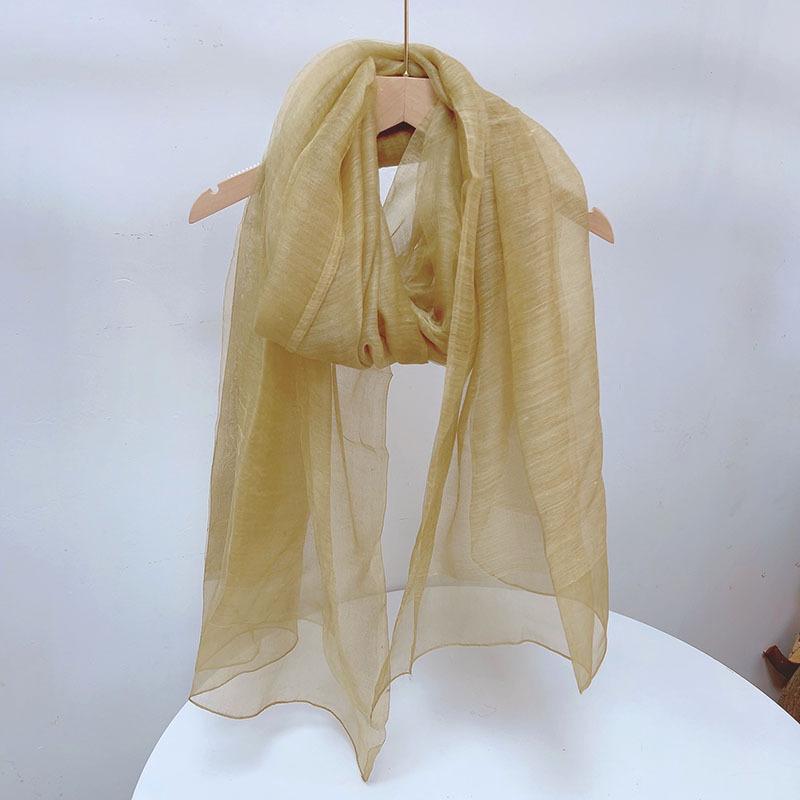 Double Silk Wool Scarf Spring And Autumn Thin Solid Color Mulberry Silk Shawl Women'S Silk Scarf