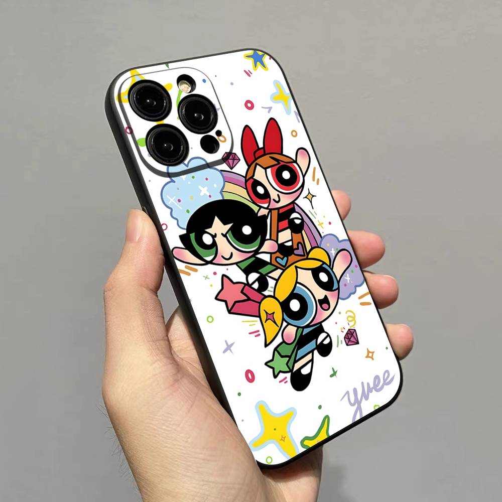 Мягкий чехол-накладка P-Powerpuff-GirlS для IPhone 17 16 Pro Max 15 12 11 16e 13 Mini 14 15 Plus