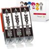 Душ Черный x Упаковка из 3 чернил Canon 380BK с индикатором уровня и IC-совместимые чернила для использования с оригинальными картриджами, продаваемыми в Японии, под наблюдением