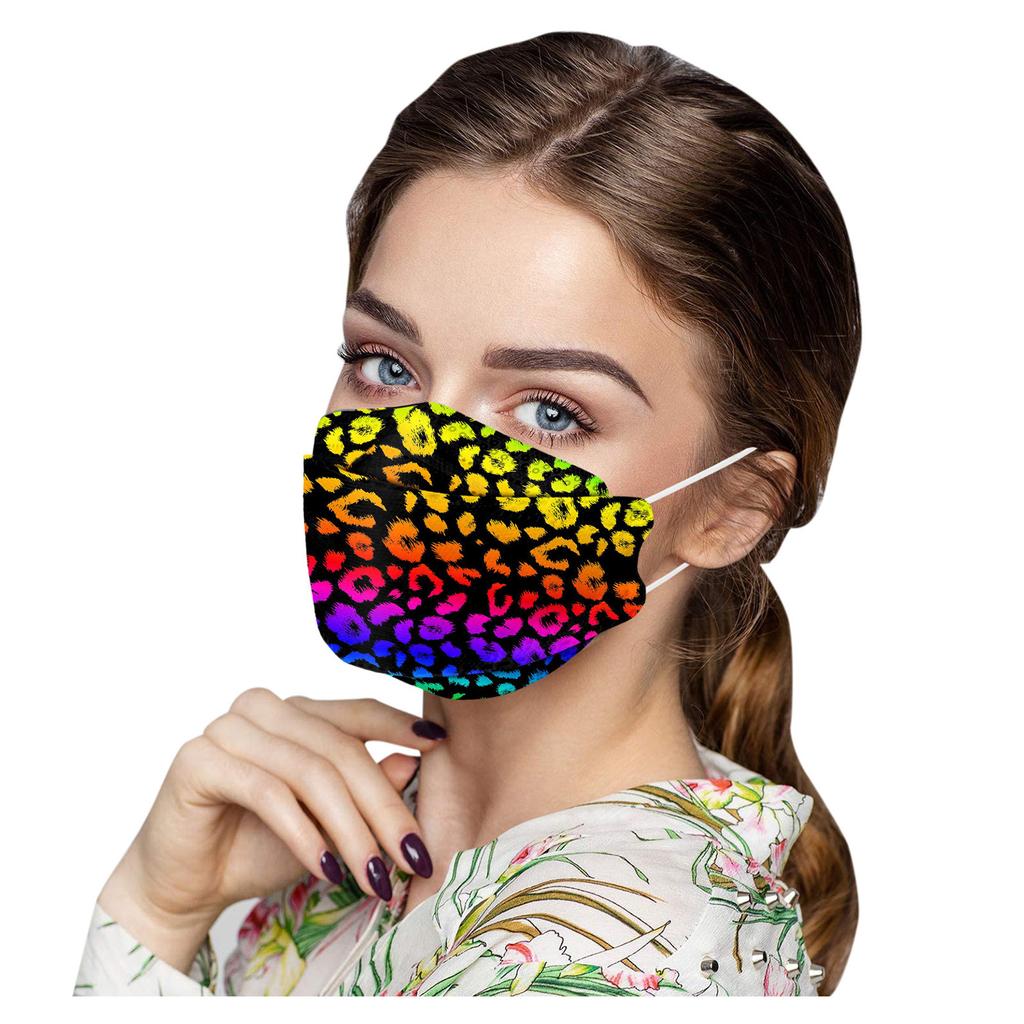 10PCS Unisex Adult Leopard Print Outdoor Mask Protective Disposable Face Mask