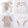 8PCS Set Baby Cotton Striped Jumper+Hats+Socks+Bib+Tops+Pants Outfits 0-3M