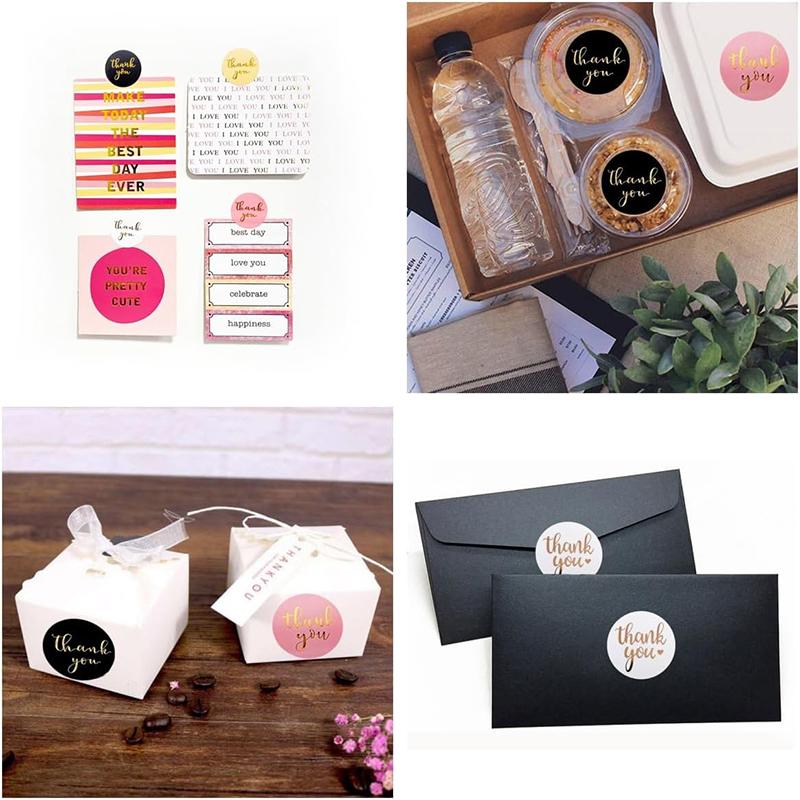 2/4 Rolls Thank You Stickers 1000/2000 Pcs Self Adhesive Thank You Stickers for Gift Wrapping Baking Wedding Crafts Decoration