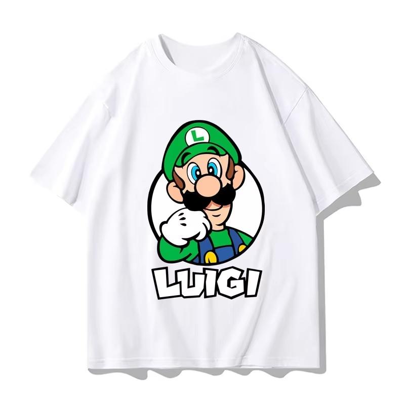 Super Mario Luigi T-shirt Men and Women Summer Cotton Y2K Clothing Fashion Breathable Anime Fans Gothic Cotton Oversized T-shirts
