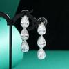 Niche Design Zircon Water Drop Fringed Stud Earrings Women's High-end Temperament Crystal Long Earrings, High-end Simple Earrings