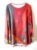 Plus Size Bohemian Style Colorful Patchwork Oversized T-Shirt for Women Ideal for Casual Wear