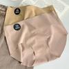 Women Solid Color Seamless Panties Female Mid-waist Skin-friendly Briefs Comfortable Casual Underwear