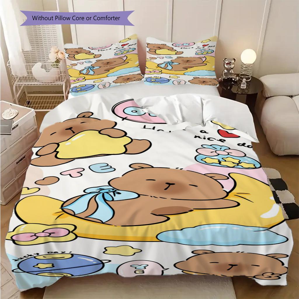Hot Scene Three-piece set (1 * duvet cover + 2 * pillowcase, without core) 2D Flat Duvet cover and pillowcase Soft and comfortable