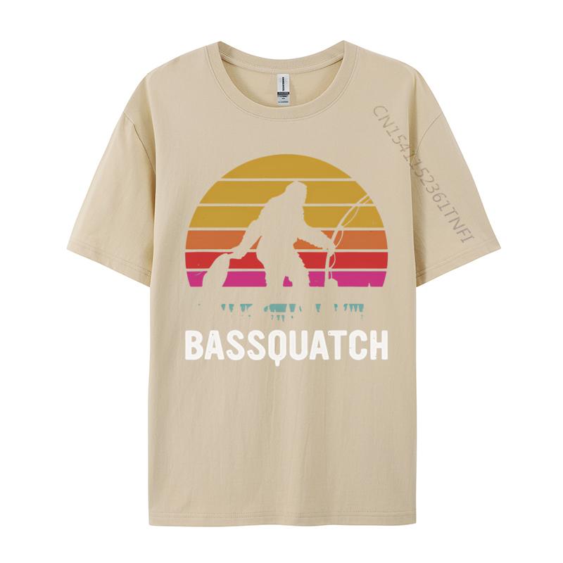 Bassquatch Bigfoot Sasquatch Fishing Tshirt Unisex Vintage Tshirts Anime Printed Tee Shirts Male Plus Size Black