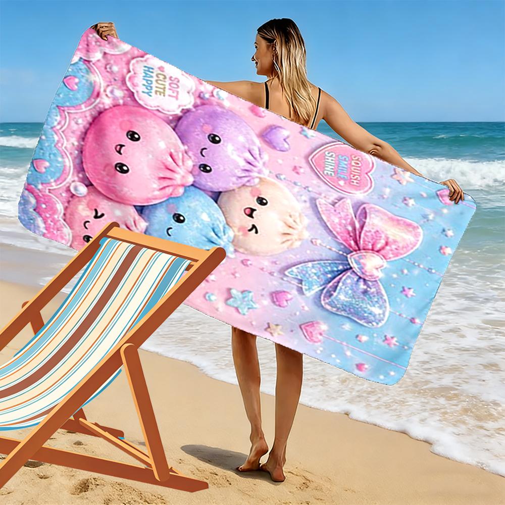 Cute Kawaii Dumplings with Pastel Colors Beach towel quick-drying for travel outdoor sports jogging beach and swimming