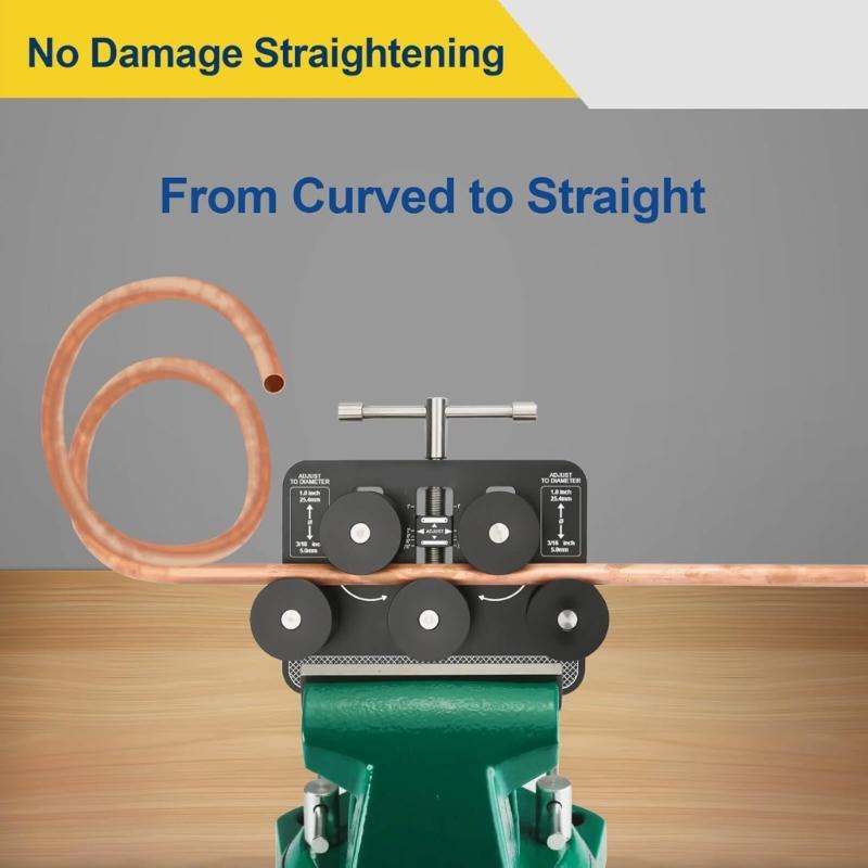 Высокоэффективный инструмент для выпрямления тормозных трубок с роликами для медных алюминиевых топливных трубок диаметром от 3/16" до 1 дюйма