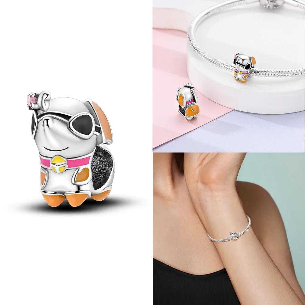 Original Armband Damen Schmuck DIY Kindertagsgeschenk Perlen Kupfer Rosa Zirkon Katzen Hunde Rotes Herz Eichhörnchen Perle