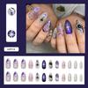 24Pcs Y2K Romantic Blue Gradient French Tip Gold Moon Star Almond Press On Nails Fake Nail Tips For Women