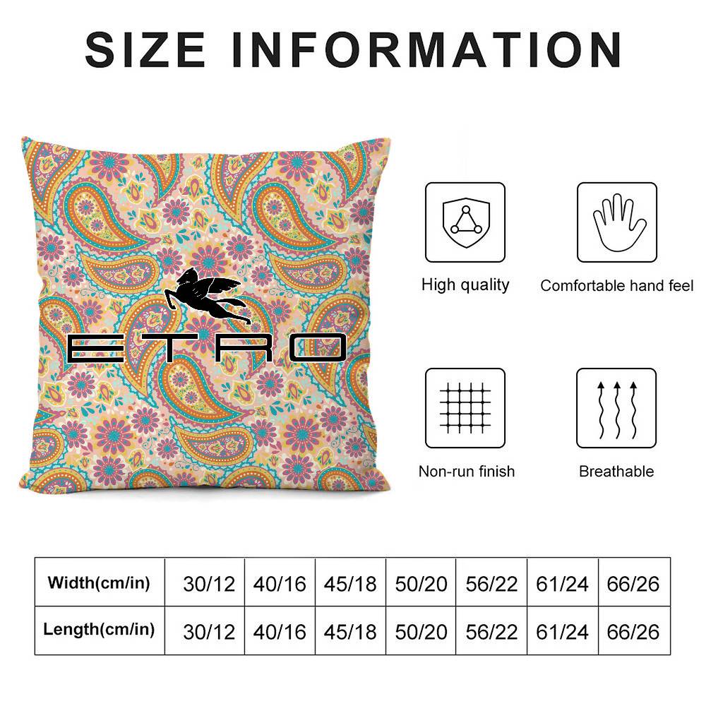 Classic Design E-Etro Pillow Case Plush Fabric Soft Double Sided Print Sofa Cushion Cover Throw Pillow Covers