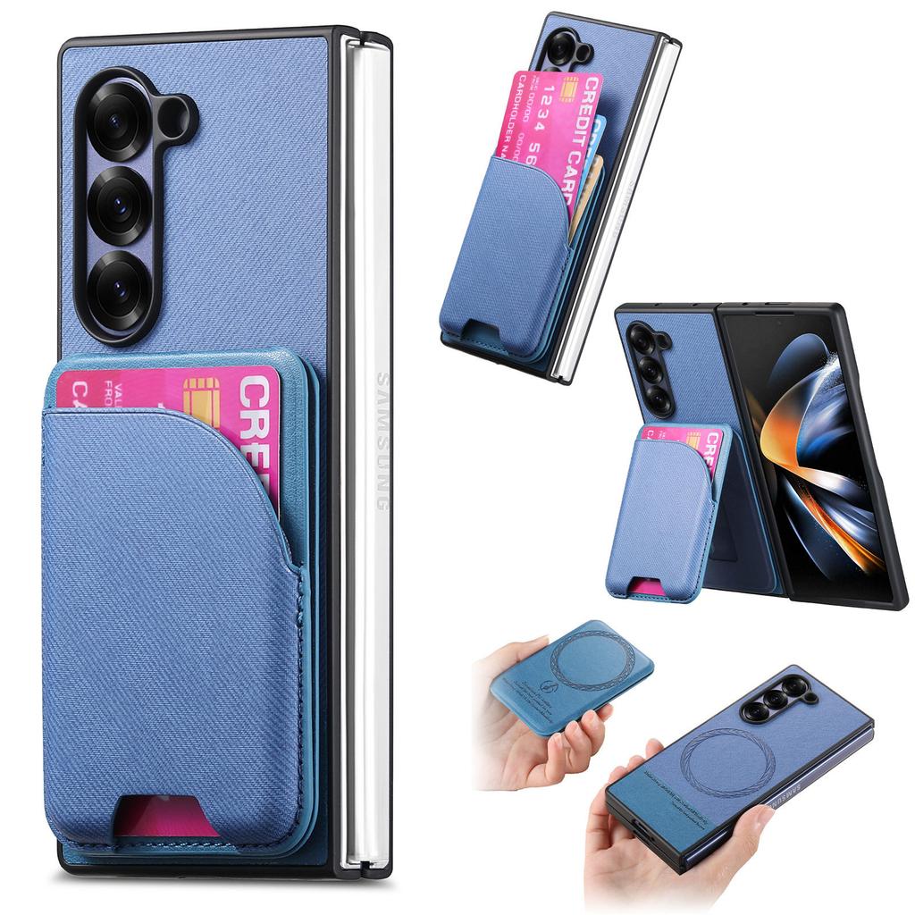 2 в 1 Съемный кошелек с отделениями для карт для Samsung Galaxy Z Flold 6 5 5G Fold6 Fold5 Магнитная вертикальная сумка Беспроводная зарядка