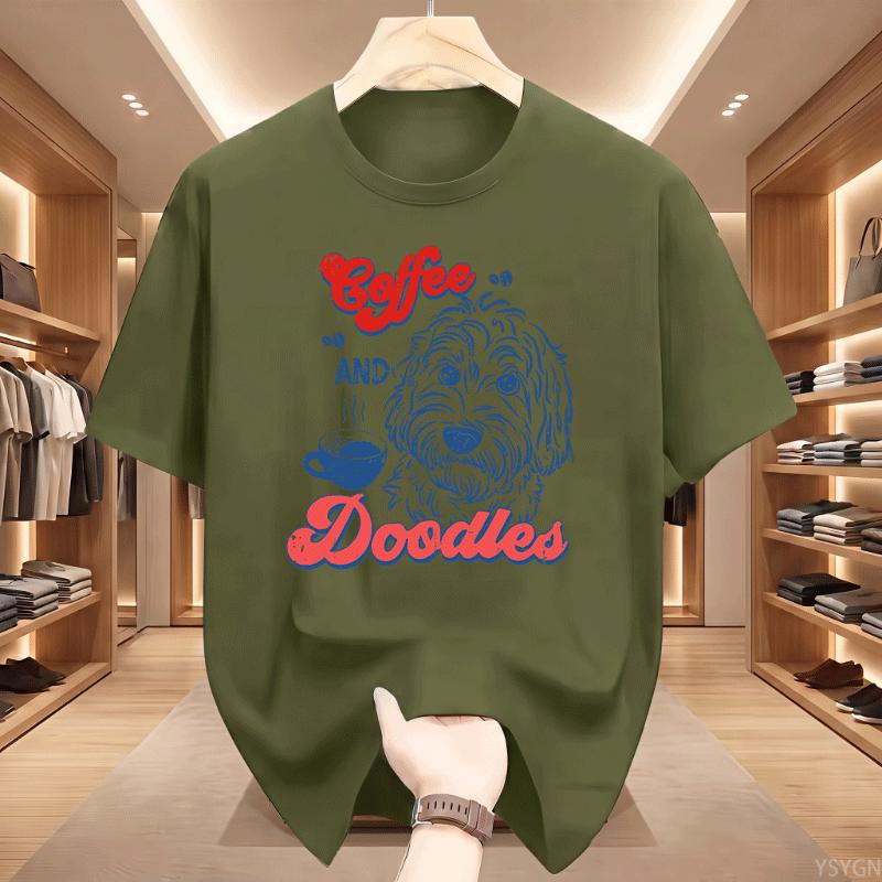 Coffee Funny Doodle Dog Coffee Club Pet Lover Streetwear Tshirt Humor Tee Loose Fit Clothing For Unisex And Unisex Short Sleeve