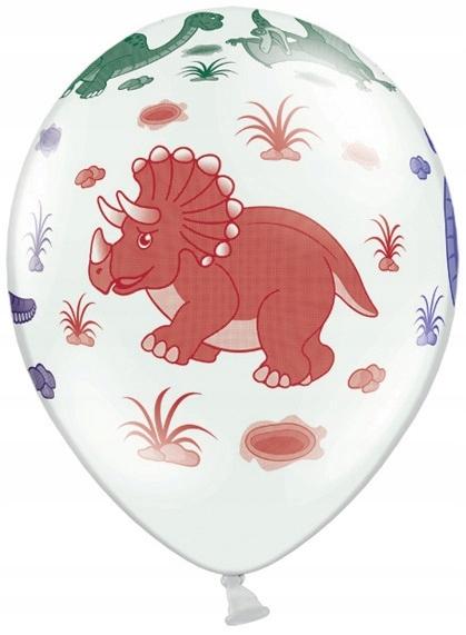 Balony 14" Pastel White Dinozaury 5Szt.